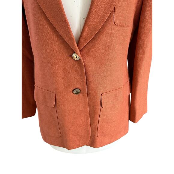Vintage Lands' End Orange Blazer Two Button Lined Women's 8 - Picture 4 of 8